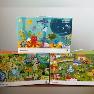 Set of 3 Obervation Puzzles for Children Ages 5+,80pc Each